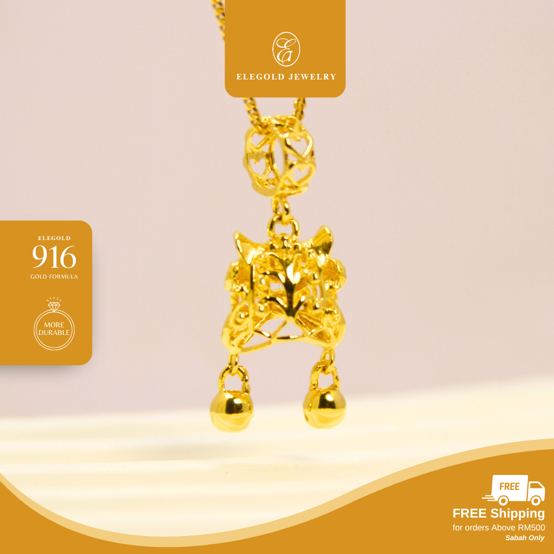 Lion Dance Charm | Tarian Singa Gold Pendant Elegold