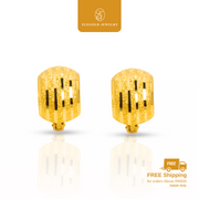 916 Gold Luxury Sandy Trendy Shiny Bold Earrings | Subang Kilat Fesyen Trendy Emas 916 | Elegold