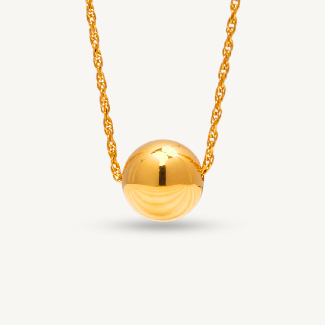 916G Smooth Round Necklace Pendant Set Necklace Elegold - 20RV3