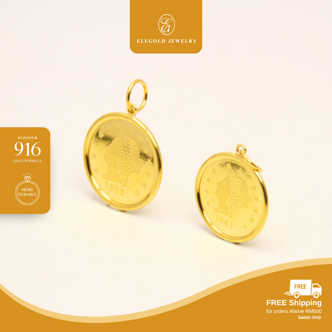 1883 English Gold Coin Gold Pendant Elegold