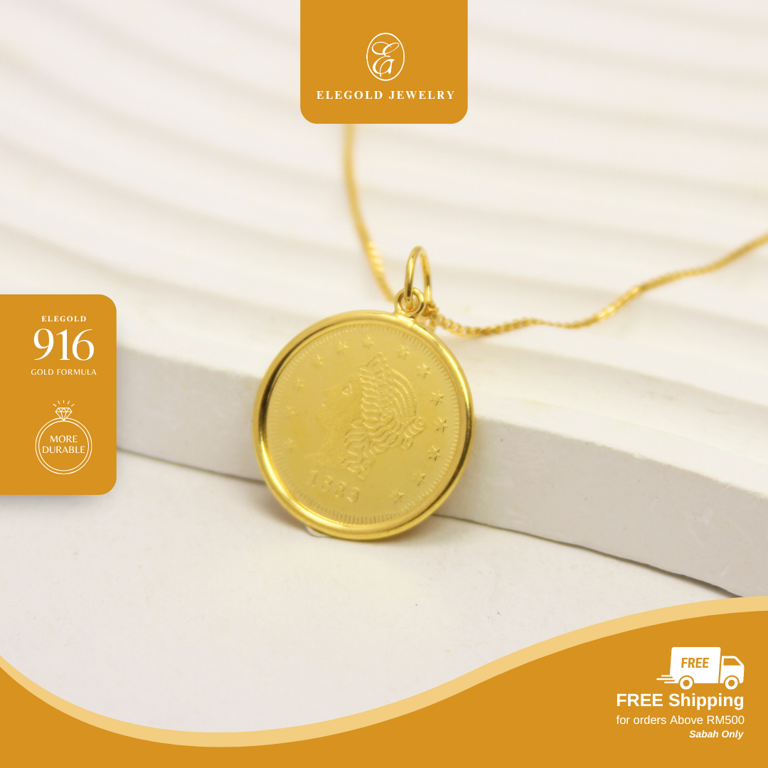 1883 English Gold Coin Gold Pendant Elegold