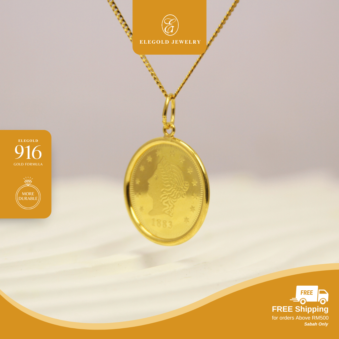 1883 English Gold Coin Gold Pendant Elegold