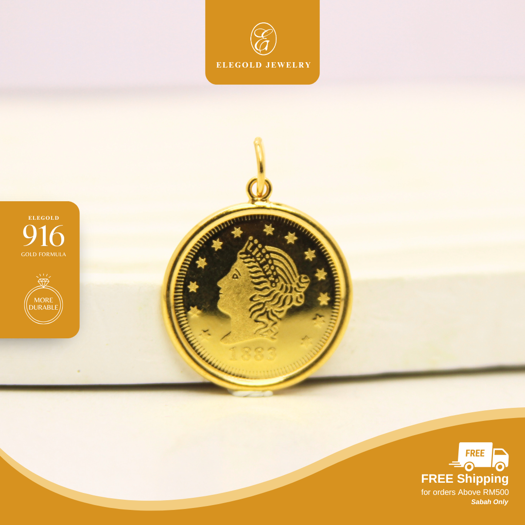 1883 English Gold Coin Gold Pendant Elegold