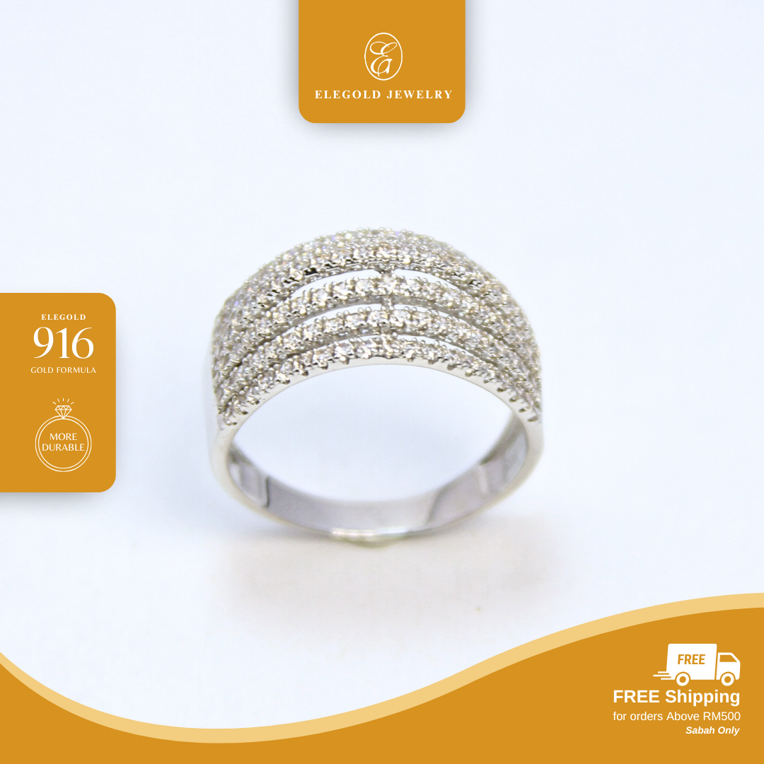 Bold CZ Ring White Gold Plated Gold Ring Elegold