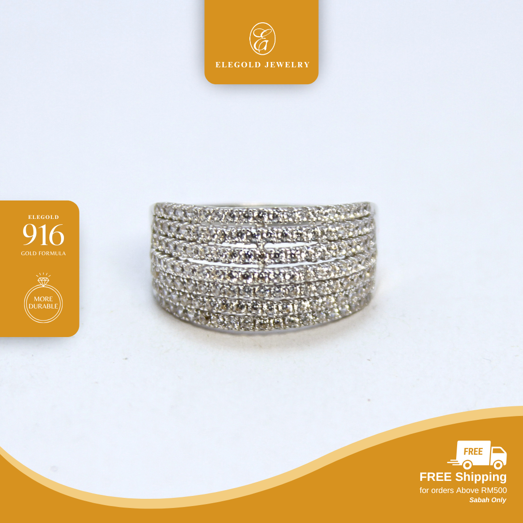 Bold CZ Ring White Gold Plated Gold Ring Elegold