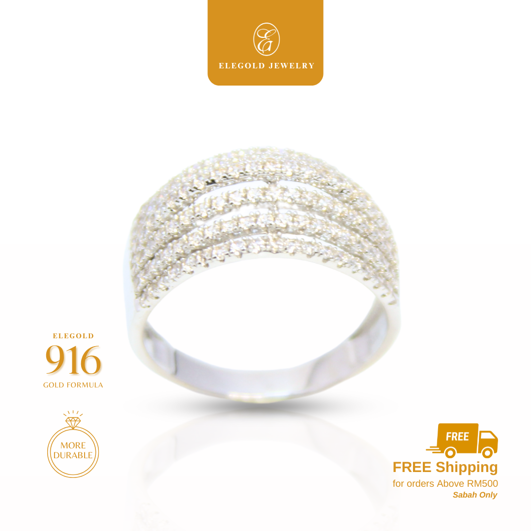 Bold CZ Ring White Gold Plated Gold Ring Elegold