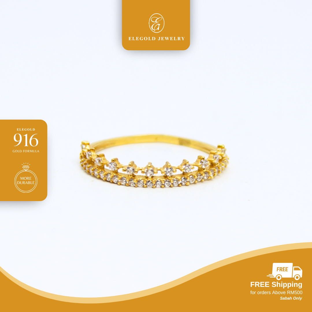 Minimalist Double Layer CZ Ring Gold Ring Elegold