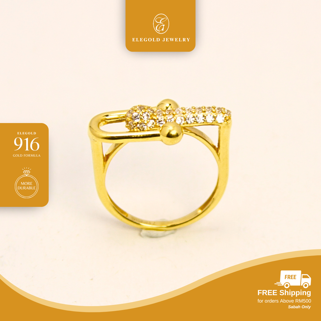 Luxury Premium Hardware CZ Stone Ring Gold Ring Elegold