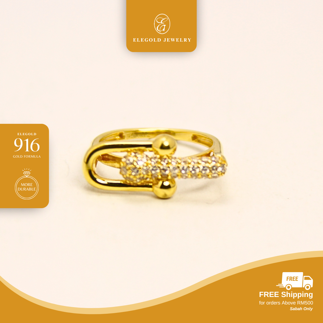 Luxury Premium Hardware CZ Stone Ring Gold Ring Elegold