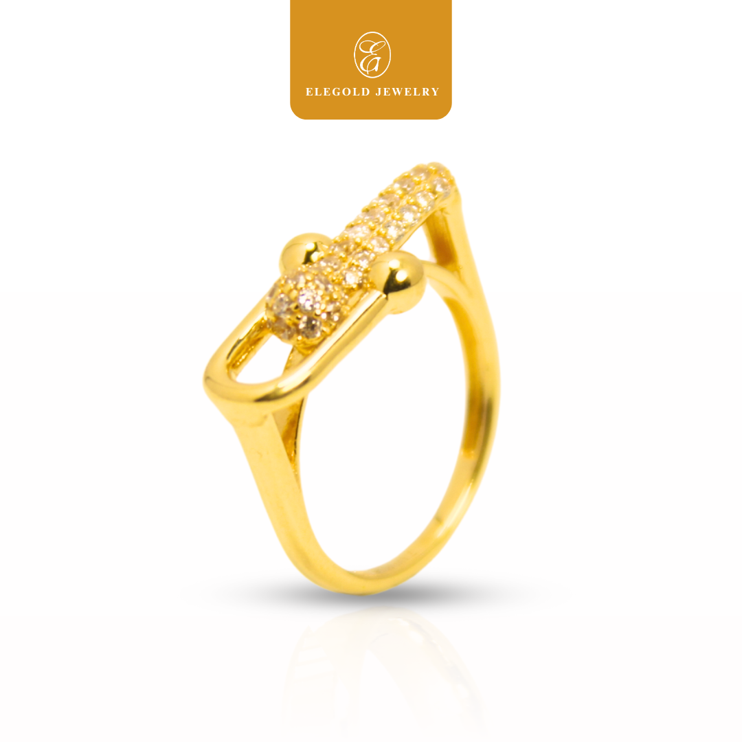 Luxury Premium Hardware CZ Stone Ring Gold Ring Elegold