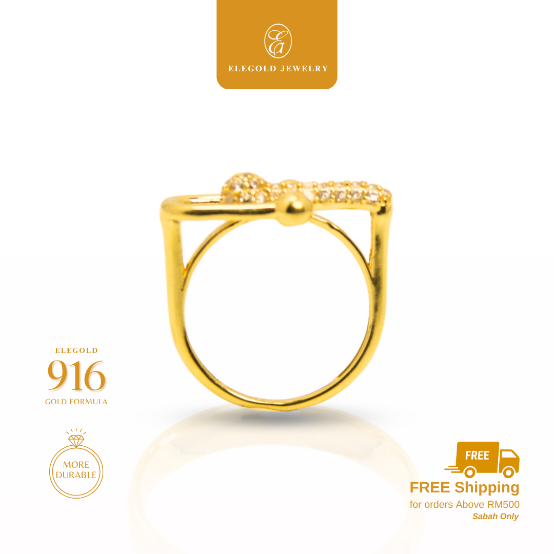 Luxury Premium Hardware CZ Stone Ring Gold Ring Elegold