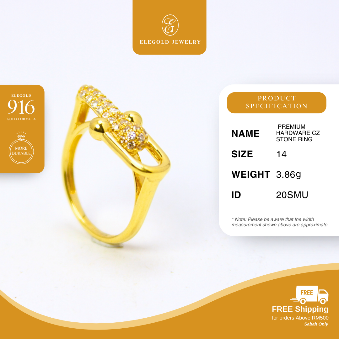 Luxury Premium Hardware CZ Stone Ring Gold Ring Elegold