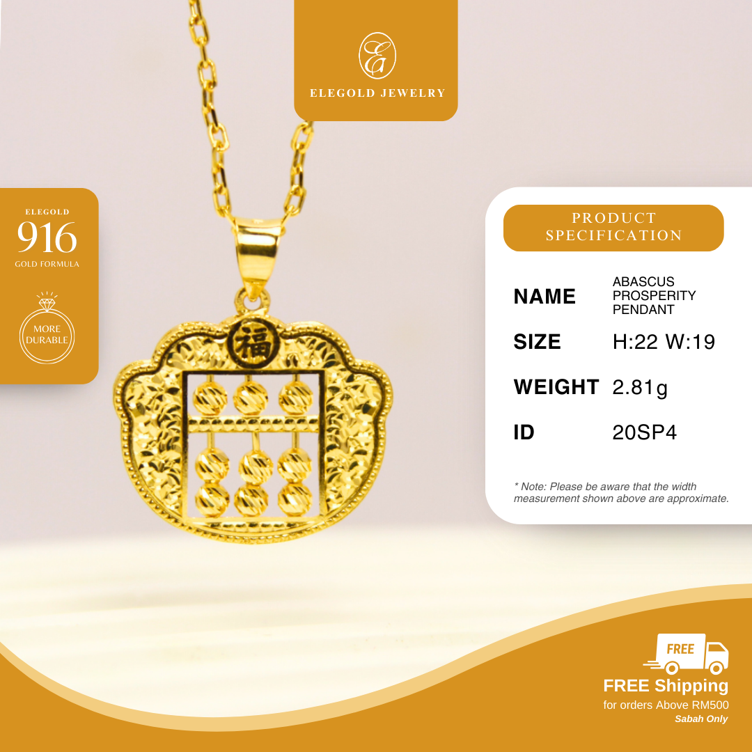 Abascus Prosperity Pendant Gold Pendant Elegold