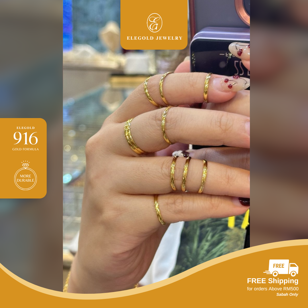 916G 1g Plain Classic Belan Rotan Ring Elegold - 20TGX