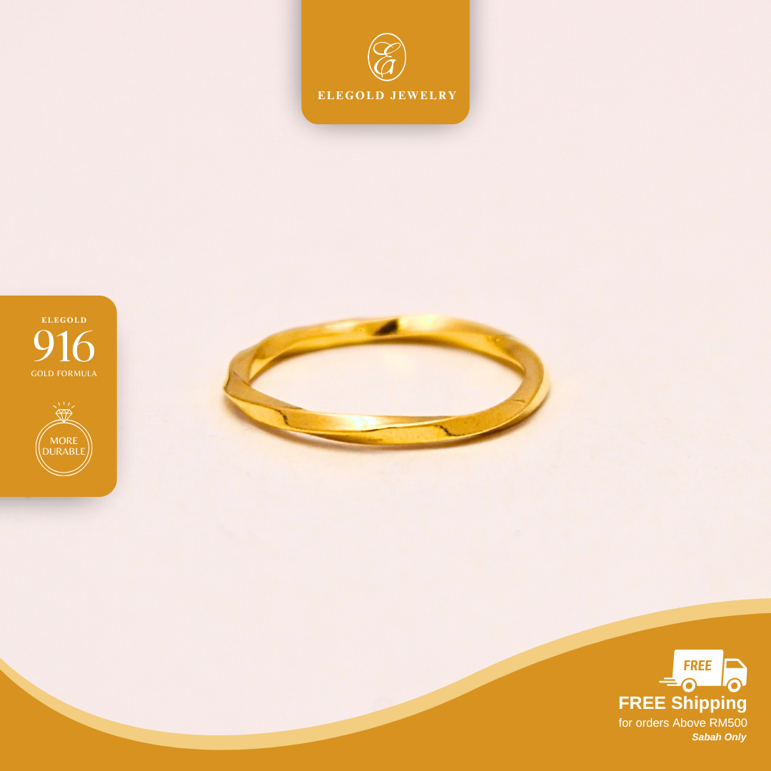 916/22K Gold 1g Plain Twisted Ring Ring Elegold