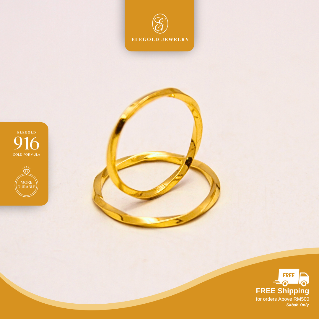 916/22K Gold 1g Plain Twisted Ring Ring Elegold