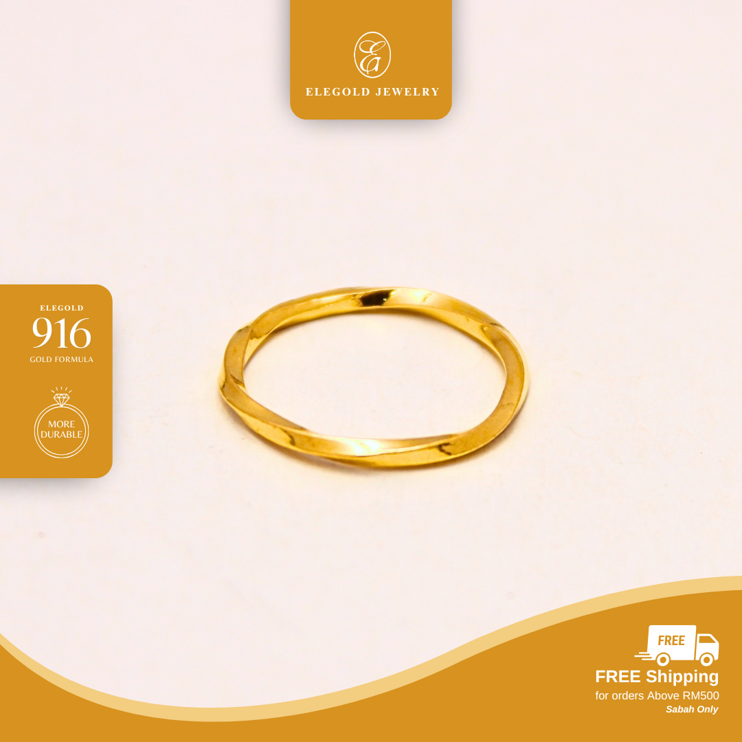 916/22K Gold 1g Plain Twisted Ring Ring Elegold