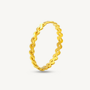 916/22K Gold 1g Plain Wave Fesyen Ring Elegold