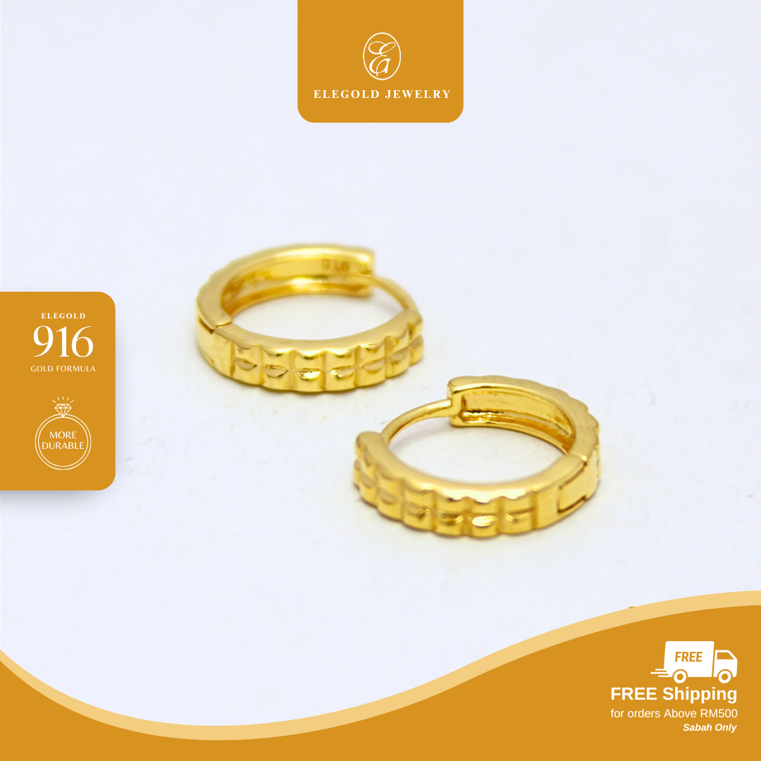 Plain Square Hoop Gold Earring Elegold