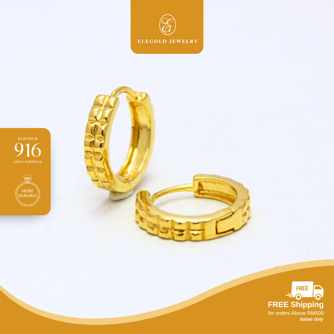 Plain Square Hoop Gold Earring Elegold