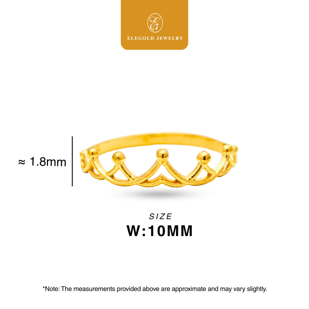 916/22K Gold 1g Plain Crown Ring Elegold