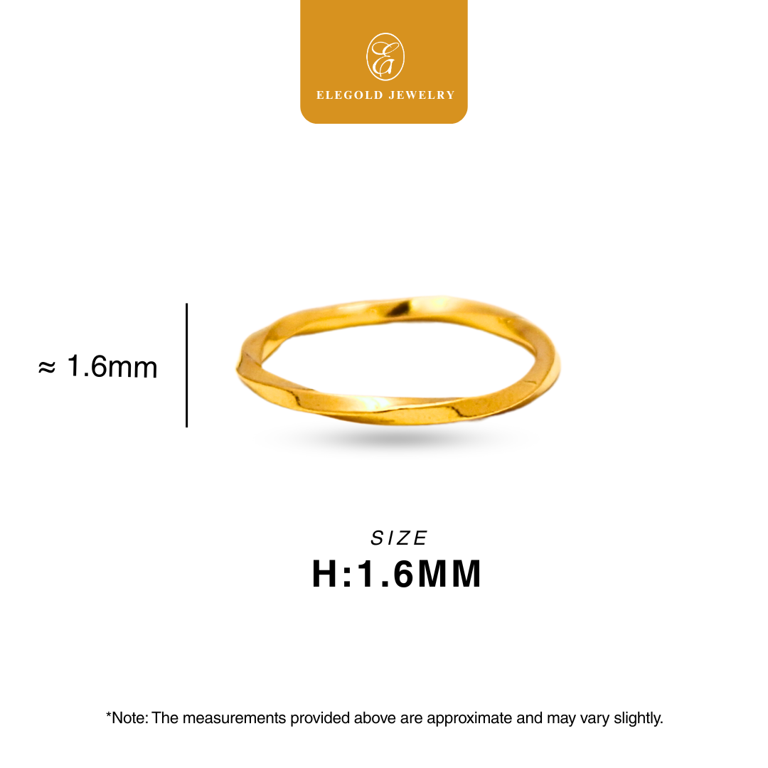 916/22K Gold 1g Plain Twisted Ring Ring Elegold