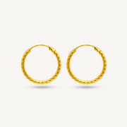 916/22K Gold Plain Textured Hoop Earring Elegold