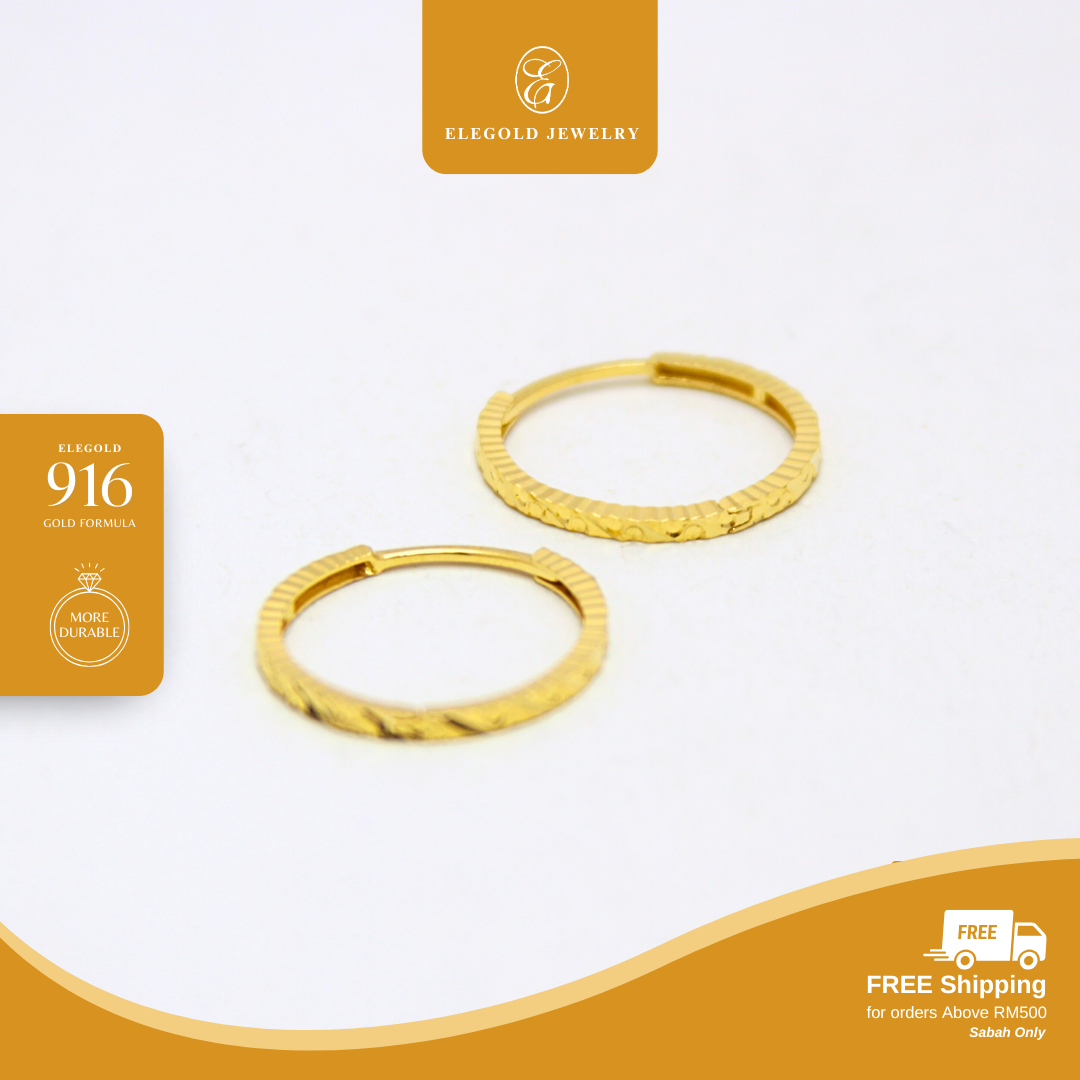 Shiny Thin Hoop Gold Earring Elegold