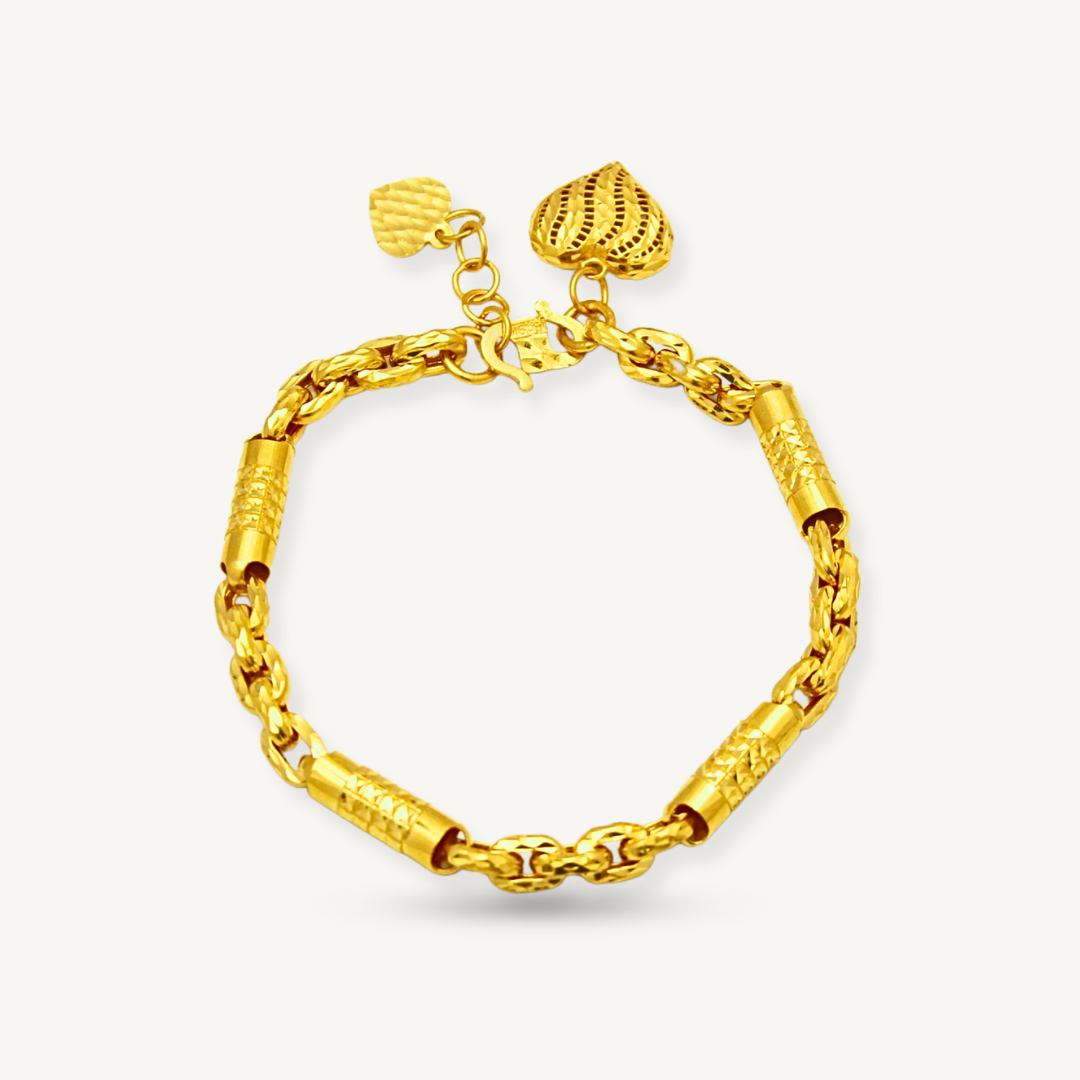 916/22K Gold Bamboo Premium Fesyen Bracelet Elegold