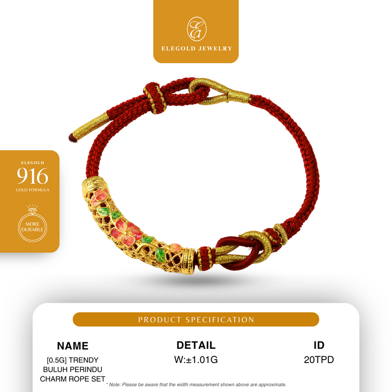 999G [0.5g] Trendy Buluh Perindu Charm Rope Set Pendant Elegold - 20TPD