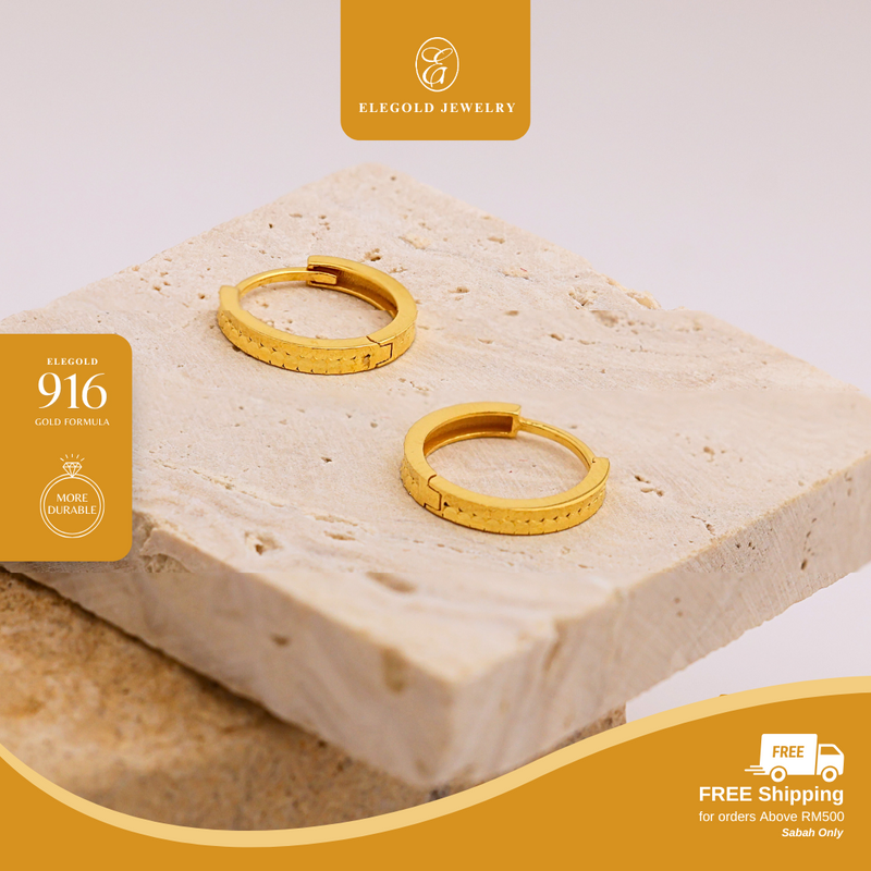 916G 1g Shattered Ice Thin Earring Elegold - 20TPX