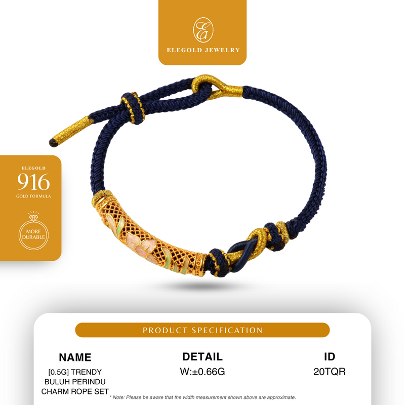 916G [0.5g] Trendy Buluh Perindu Charm Rope Set Pendant Elegold - 20TQR