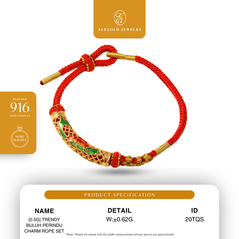 916G [0.5g] Trendy Buluh Perindu Charm Rope Set Pendant Elegold - 20TQS