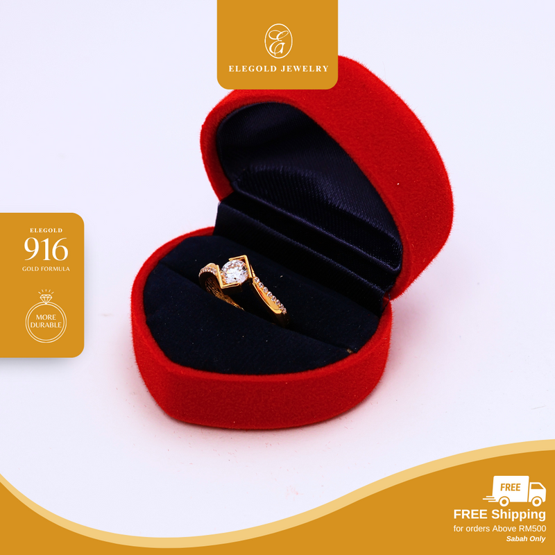 916G Twist Luxury Stone Tunang Sided Cincin Ring Elegold - 20TS6