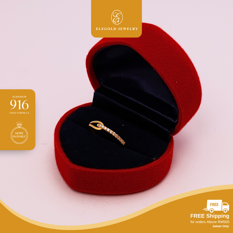 916G Minimalist Plain Tunang Batu Mix Ring Elegold - 20TSF
