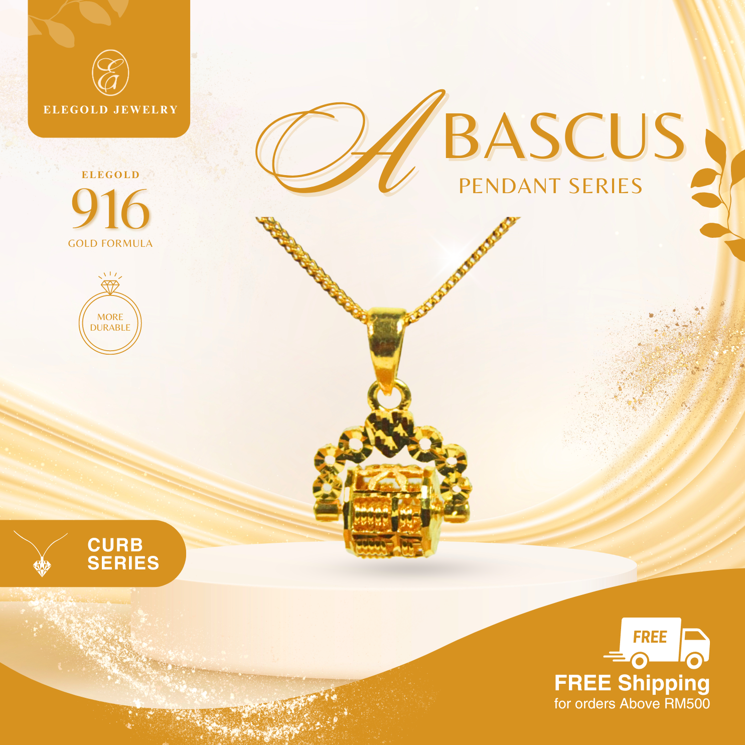916 Gold Abascus Pendant - 20PPJ