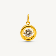 916/22K Gold Round Plain Circle CZ Stone Pendant Elegold