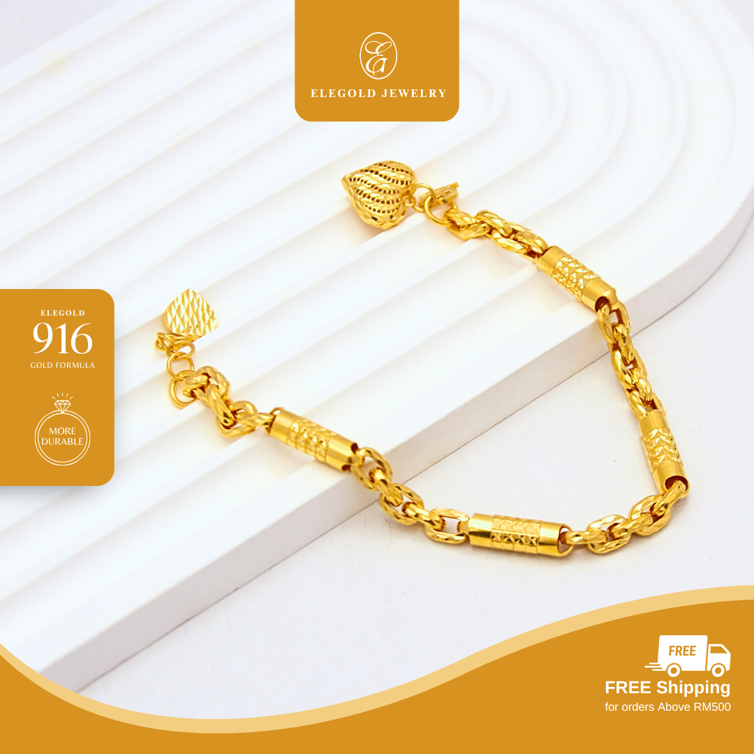 916/22K Gold Bamboo Premium Fesyen Bracelet Elegold