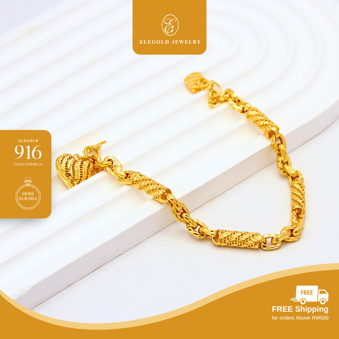 916/22K Gold Bamboo Premium Fesyen Bracelet Elegold