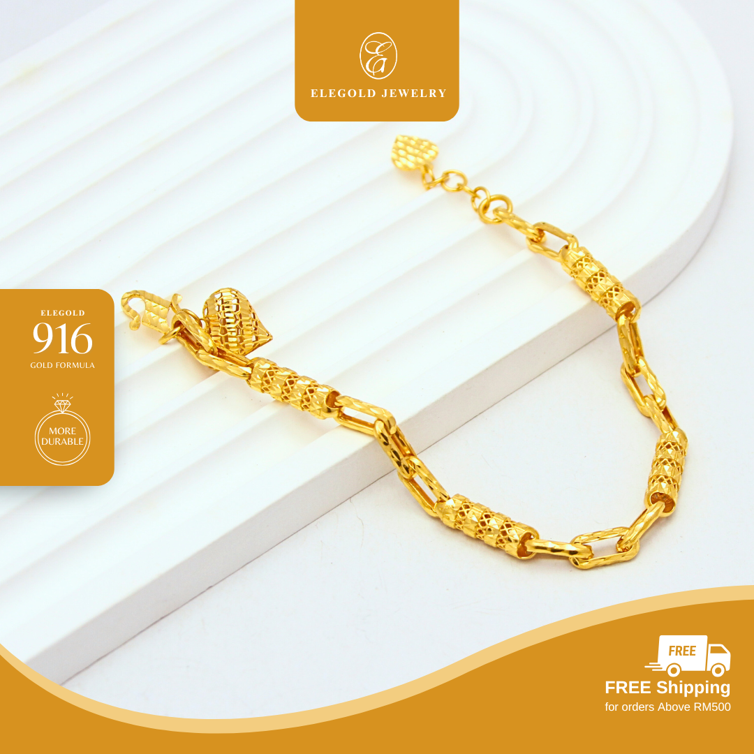 916/22K Gold Bamboo Premium Fesyen Bracelet Elegold