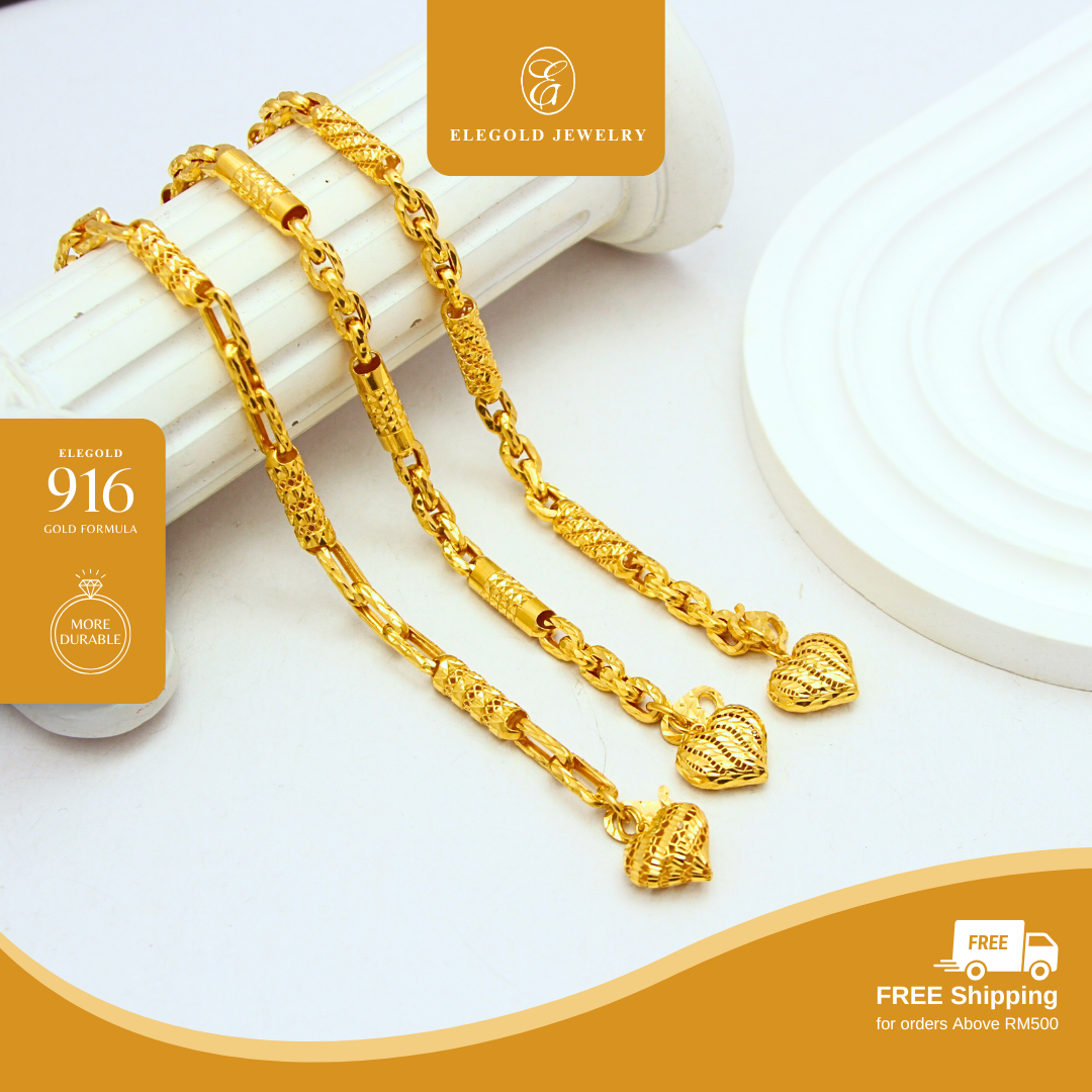 916/22K Gold Bamboo Premium Fesyen Bracelet Elegold