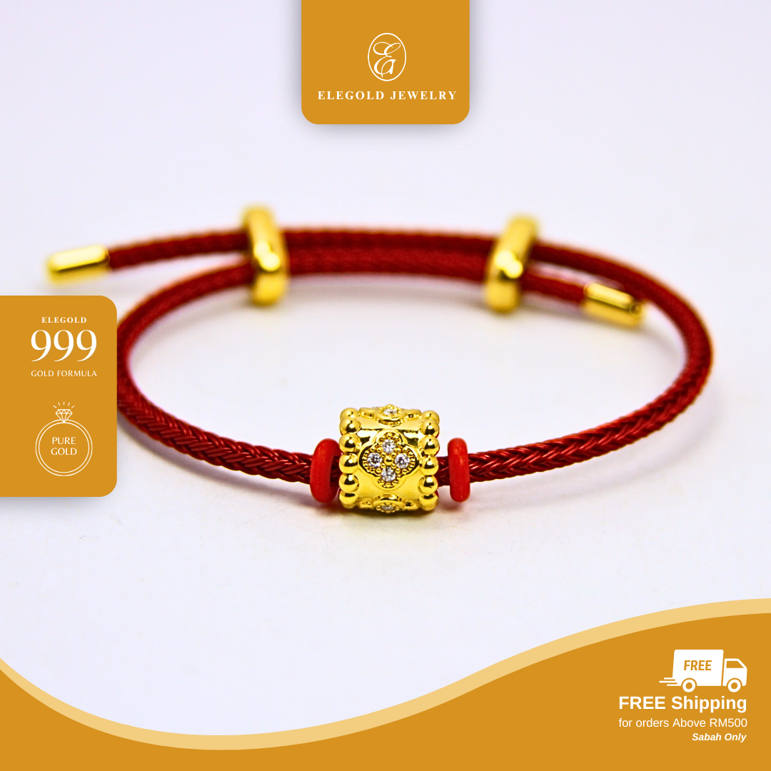 CZ Clover Beads Charm Gold Pendant Elegold