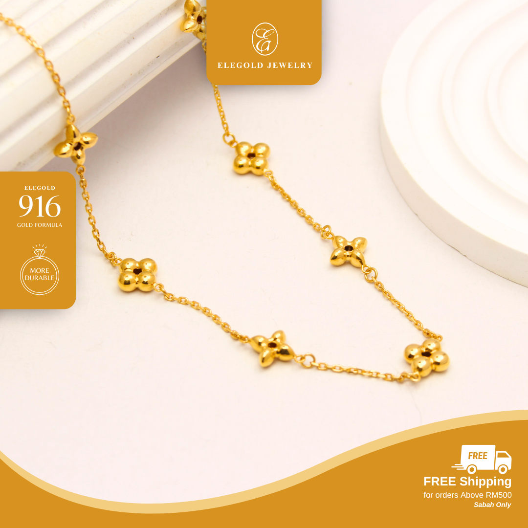 916G Flower Plain Necklace Pendant Set Necklace Elegold - 20SE6