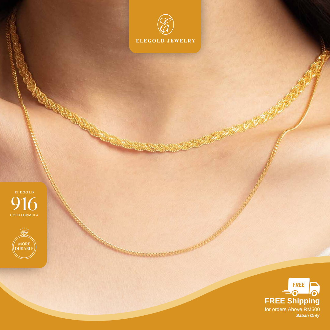 916G Rope Chain Rantai Leher Pintal Necklace Elegold - 20RAD