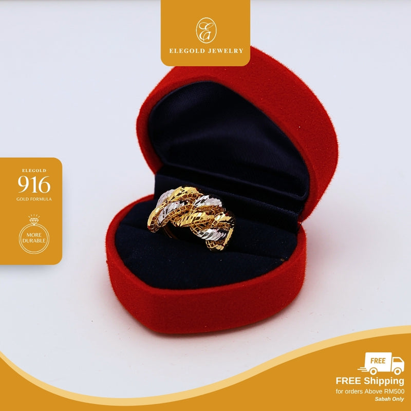 Elegold 916G Adira Bold 2C White Gold Plated | Cincin Adira Cincin Ring - 20U2E