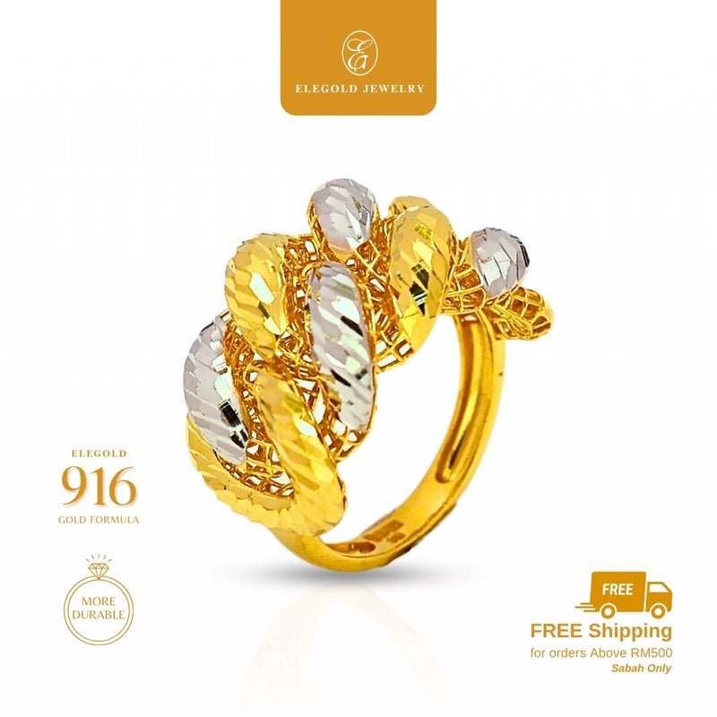 Elegold 916G Adira Bold 2C White Gold Plated | Cincin Adira Cincin Ring - 20U2E