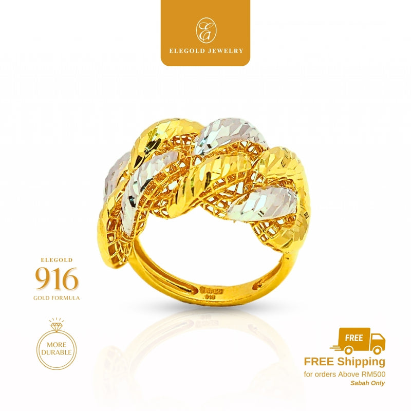 Elegold 916G Adira Bold 2C White Gold Plated | Cincin Adira Cincin Ring - 20U2E