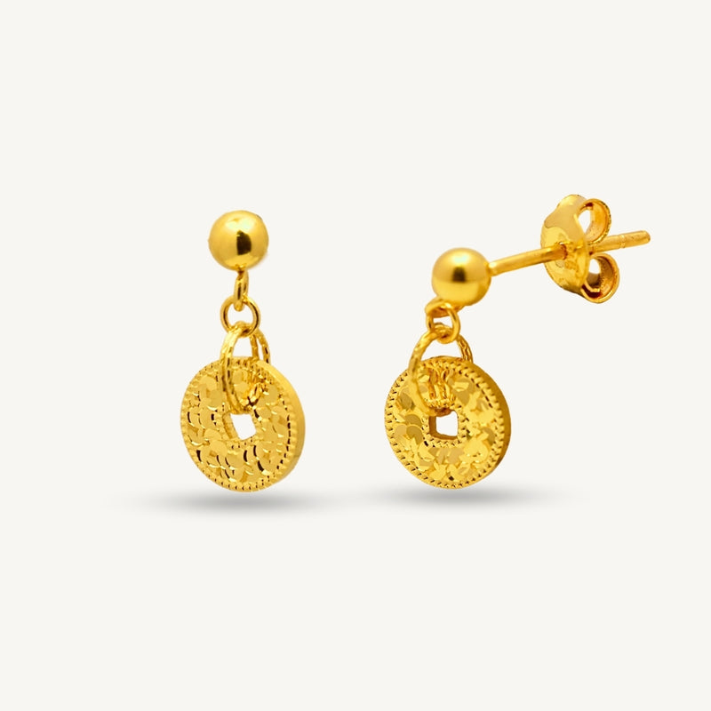 Elegold 916G Prosperity Shattered Ice Earring Subang Anting-Anting - 20U2L