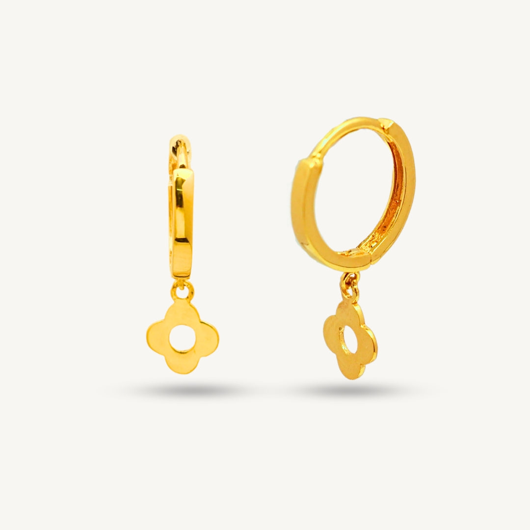 Elegold 916G Plain Dangling Clover Clip Earring Subang Anting-Anting - 20U9N