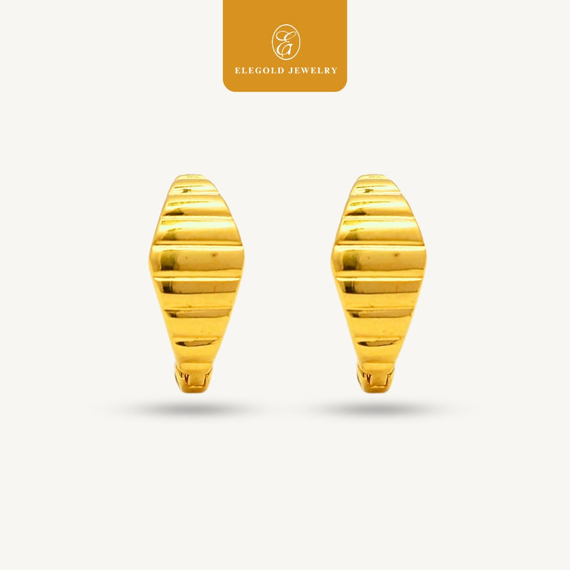 Elegold 916G Plain Half Circle Clip Earring Subang Anting-Anting - 20U8V